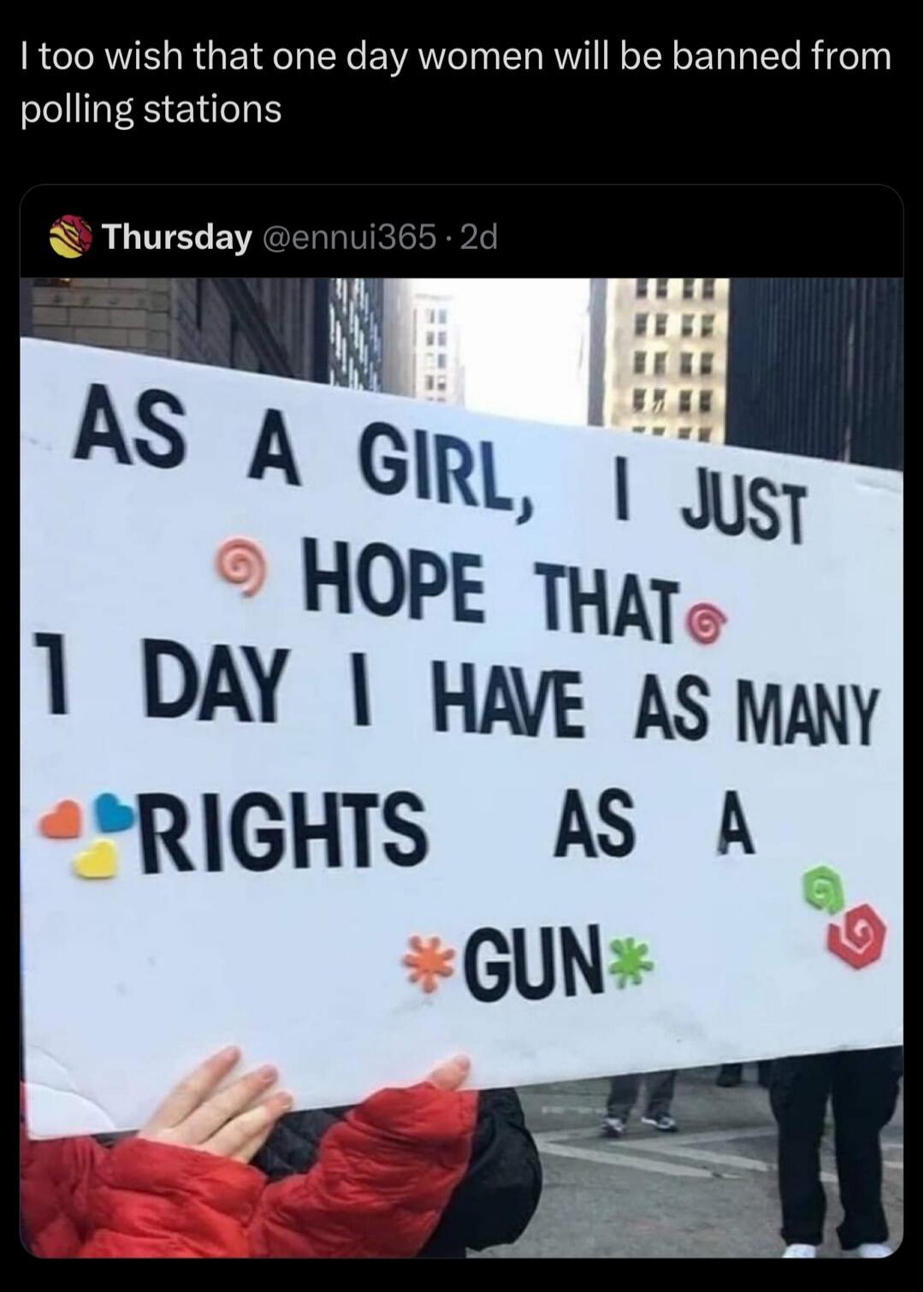 too wish that one day women wil polling stations