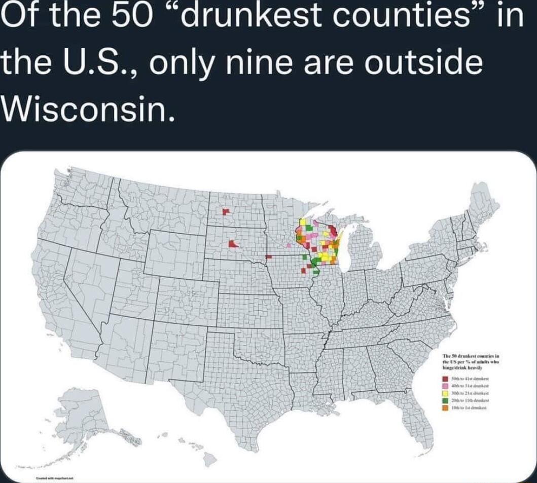 drunkest counties he US only nine are outside Wisconsin