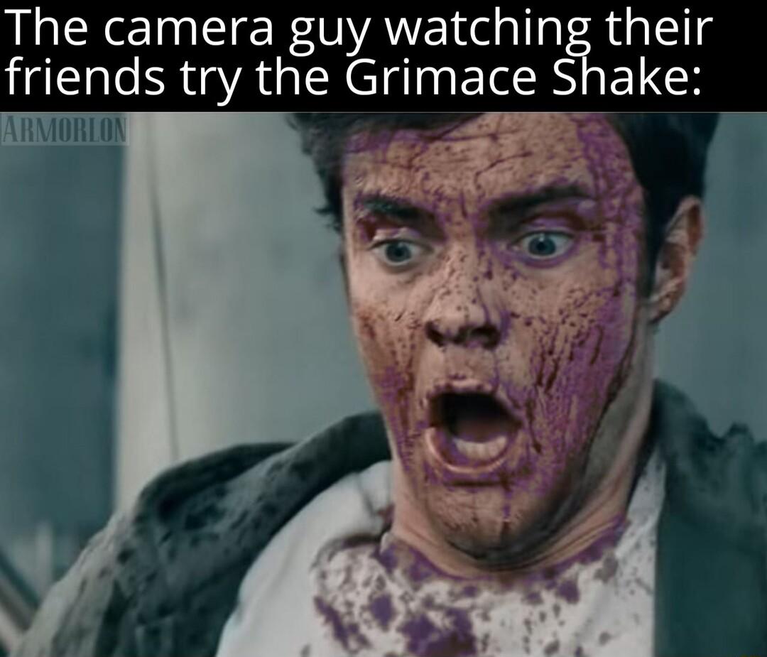 IR INCIER OVATE G a Gl friends try the Grimace Shake e