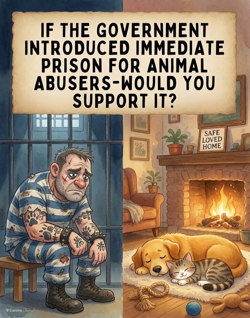 IF THE GOVERNMENT INTRODUCED IMMEDIATE PRISON FOR ANIMAL ABUSERS - WOULD YOU SUPPORT IT? SAFE LOVED HOME