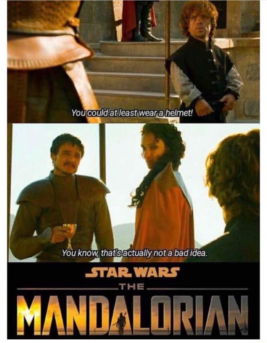 i_ Youlcouid atlleastweara heimet You know thatSlactually not a bad idea