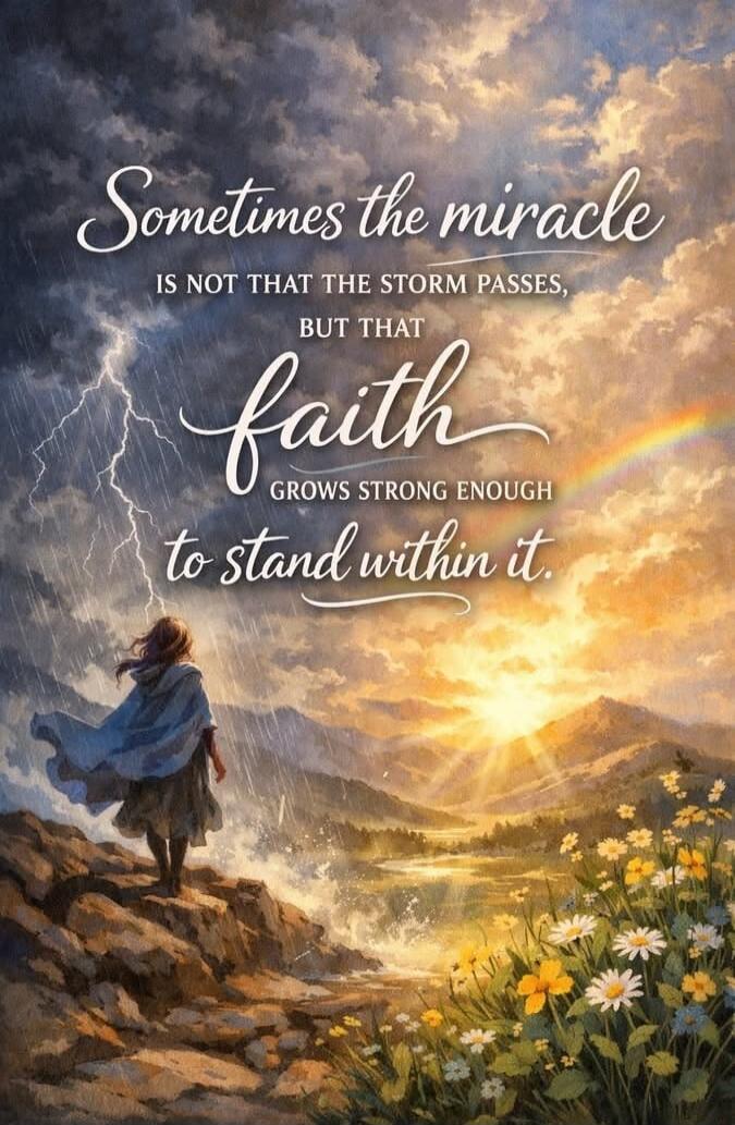 Sometimes the miracle is not that the storm passes, but that faith grows strong enough to stand within it.