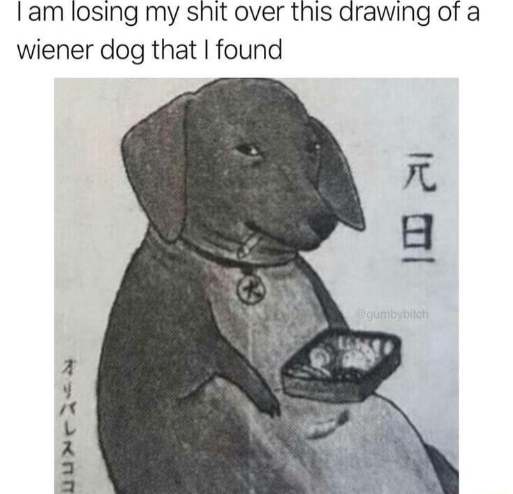 I am losing my shit over this drawing of a wiener dog that found BUMeXe