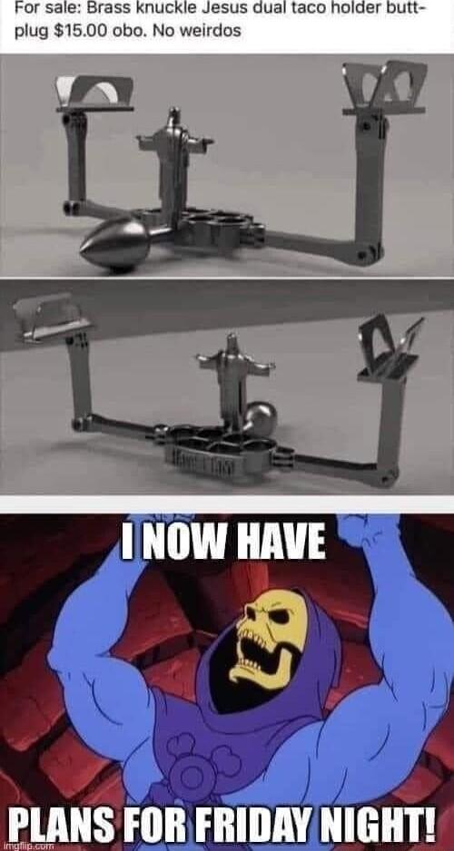 For sale Brass knuckle Jesus dual taco holder butt plug 1500 obo No weirdos