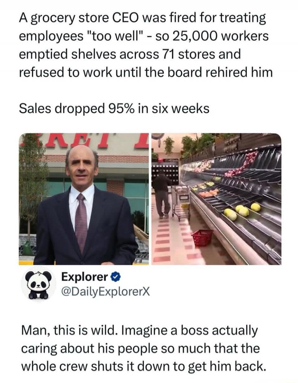 A grocery store CEO was fired for treating employees 