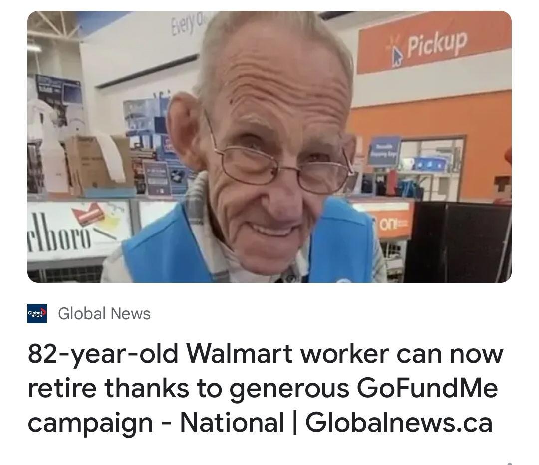 B Global News 82 year old Walmart worker can now retire thanks to generous GoFundMe campaign National Globalnewsca