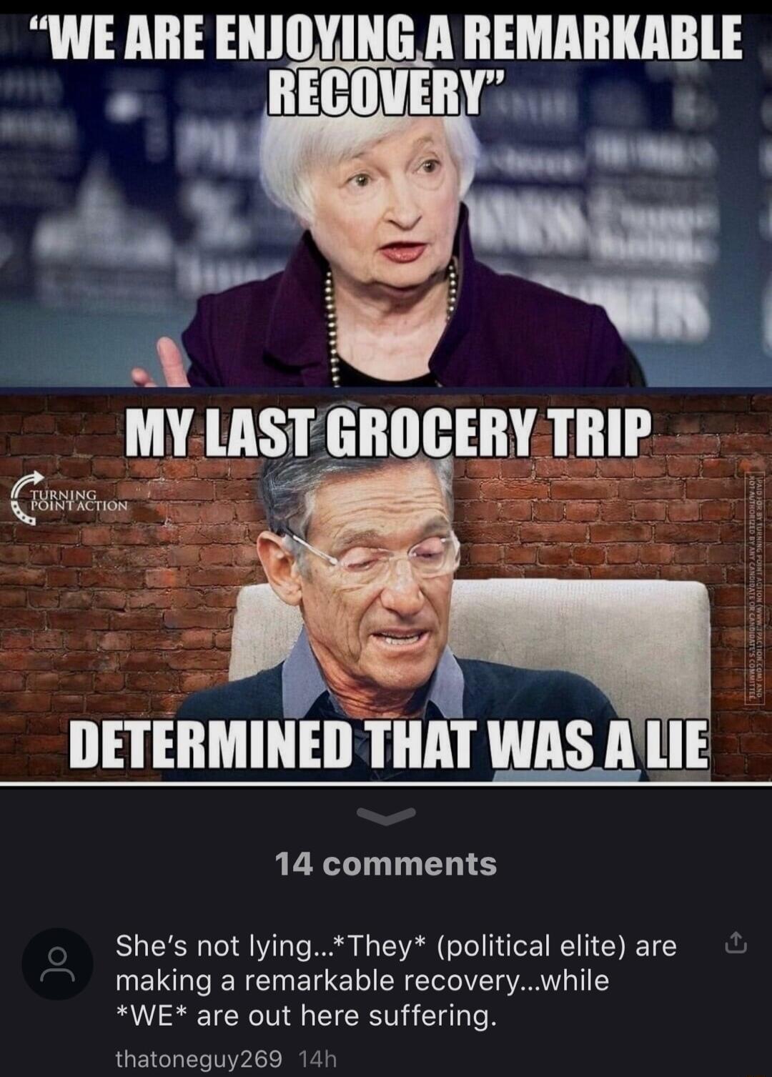 WE ARE EHIIIYIHE I REMARKABLE DETERMINED THAT WAS A LIE 14 comments Shes not lyingThey political elite are making a remarkable recoverywhile WE are out here suffering thatonequy269