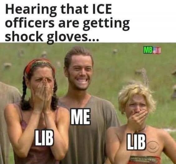 Hearing that ICE officers are getting shock gloves... ME LIB LIB