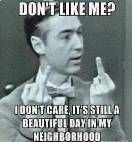 DON'T LIKE ME? I DON'T CARE, IT'S STILL A BEAUTIFUL DAY IN MY NEIGHBORHOOD