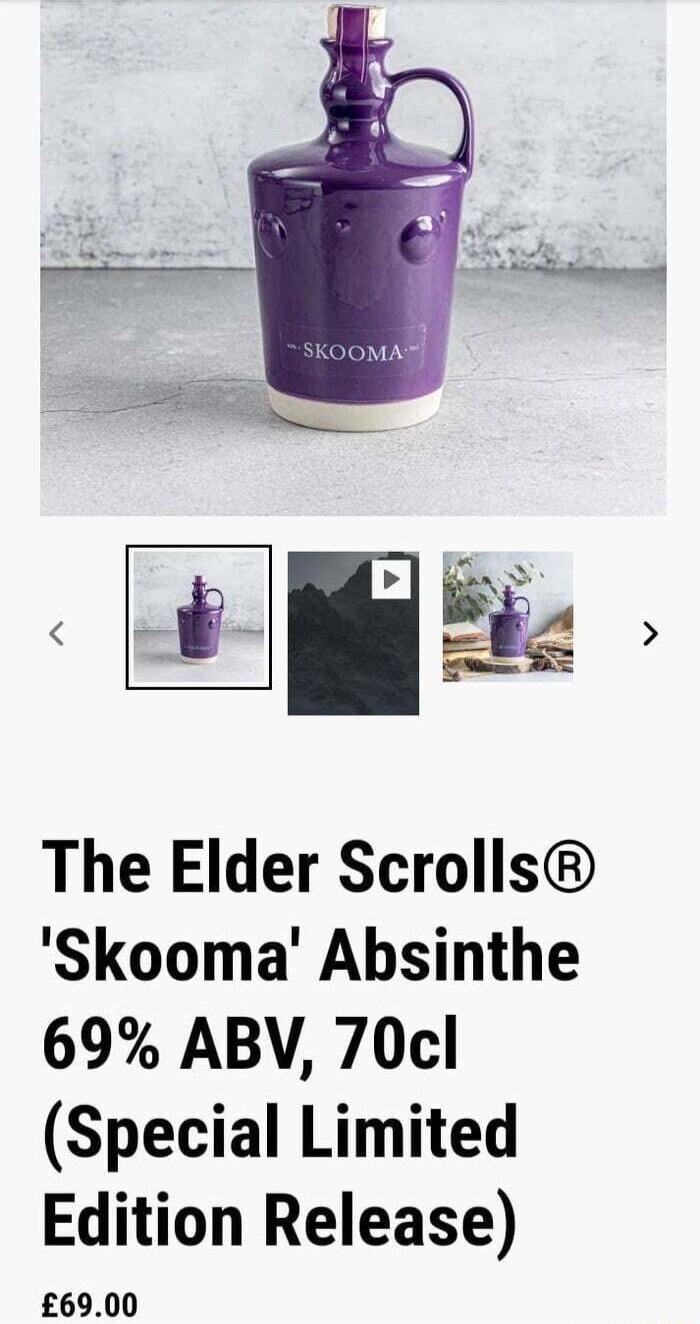 The Elder Scrolls Skooma Absinthe 69 ABV 70cl Special Limited Edition Release 6900