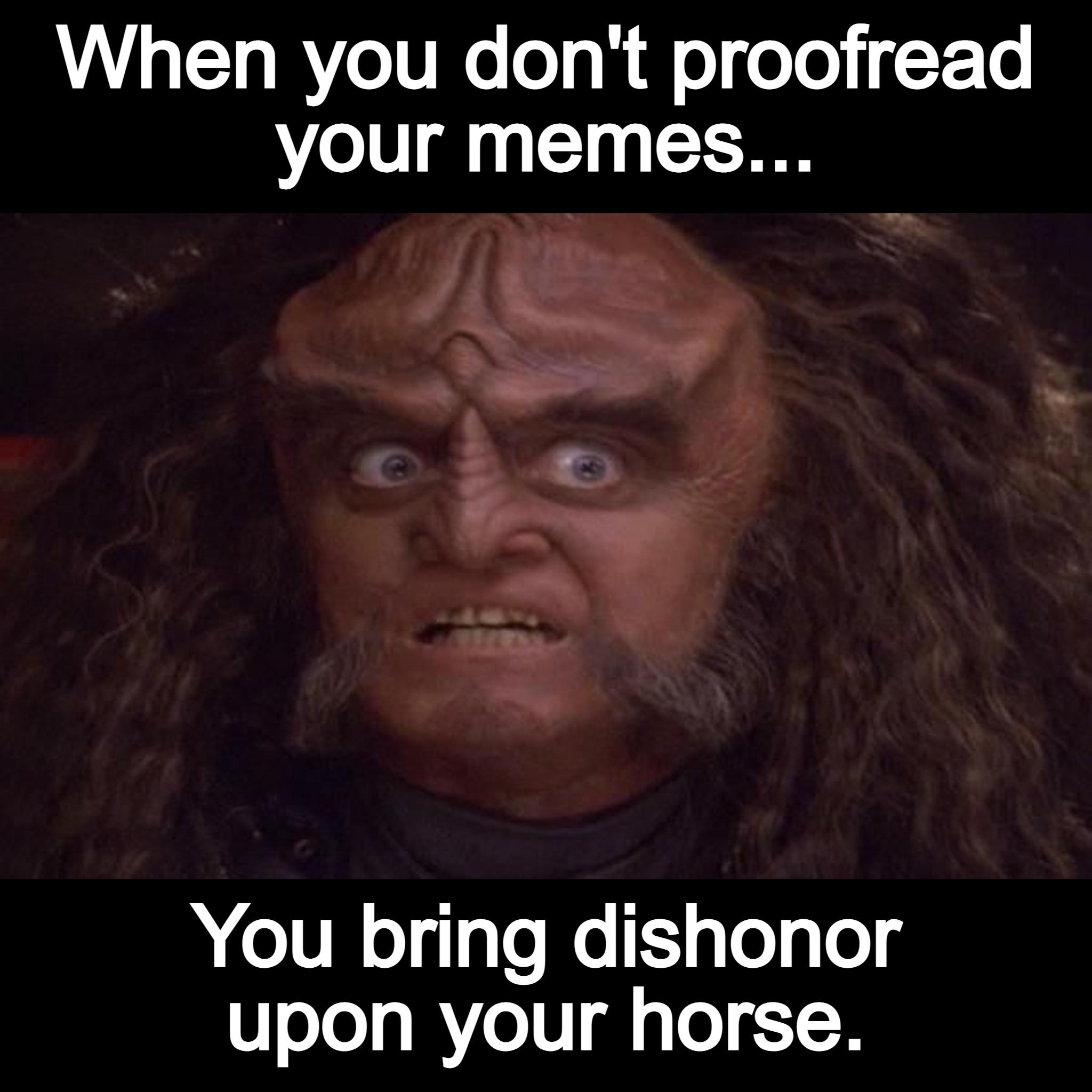 When you dont proofread your memes s 5 You bring dishonor upon your horse