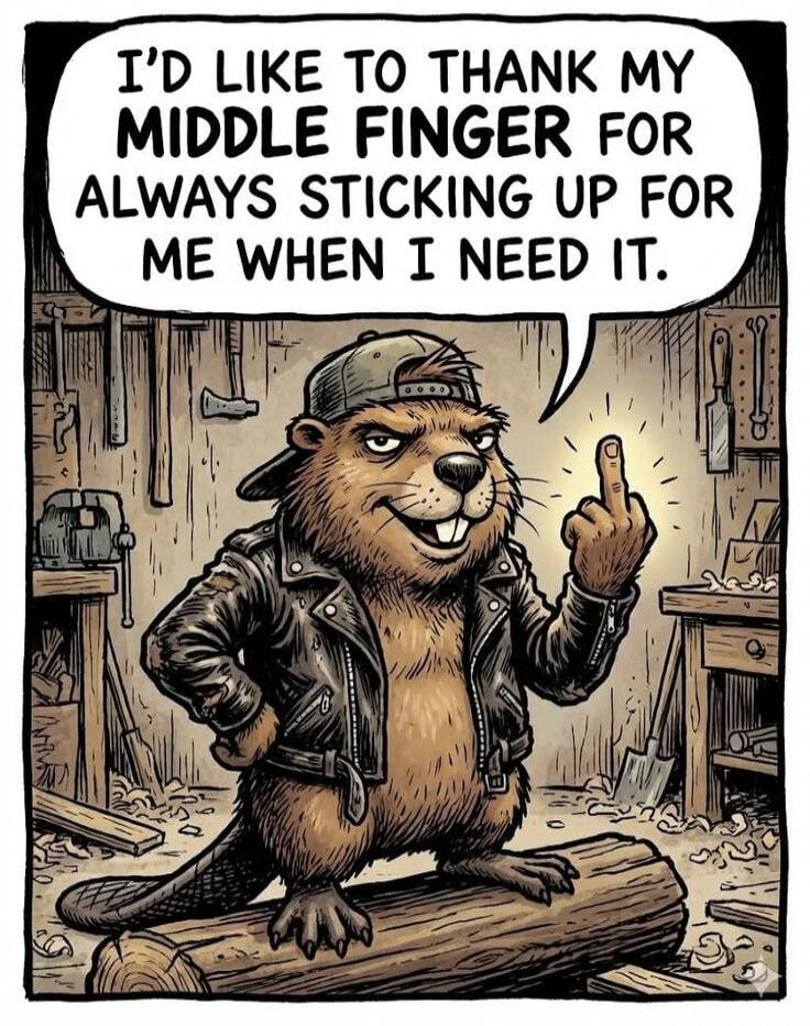 I'D LIKE TO THANK MY MIDDLE FINGER FOR ALWAYS STICKING UP FOR ME WHEN I NEED IT.
