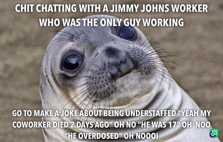 CHIT CHATTING WITH AJIMMY JOHNS WORKER WHO WAS THE ONLY GUY WORKING
