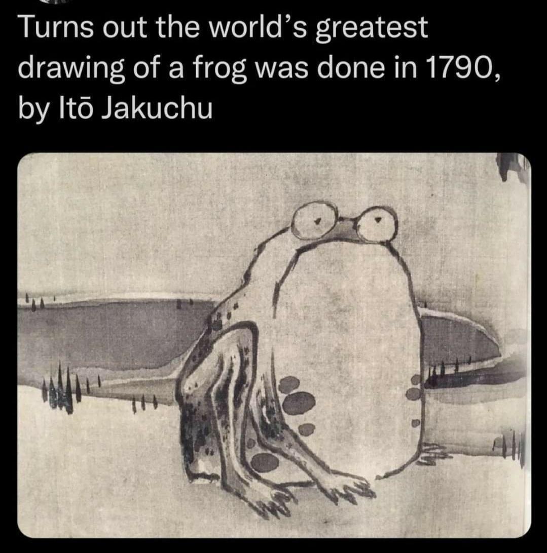 Turns out the worlds greatest drawing of a frog was done in 1790 by 1t6 Jakuchu