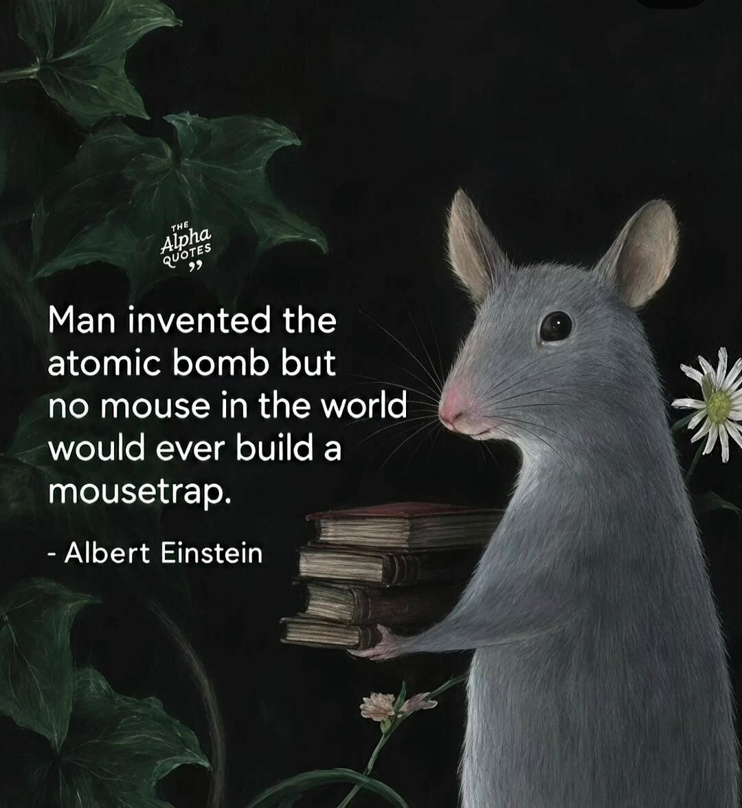 THE Alpha QUOTES Man invented the atomic bomb but no mouse in the world would ever build a mousetrap. - Albert Einstein