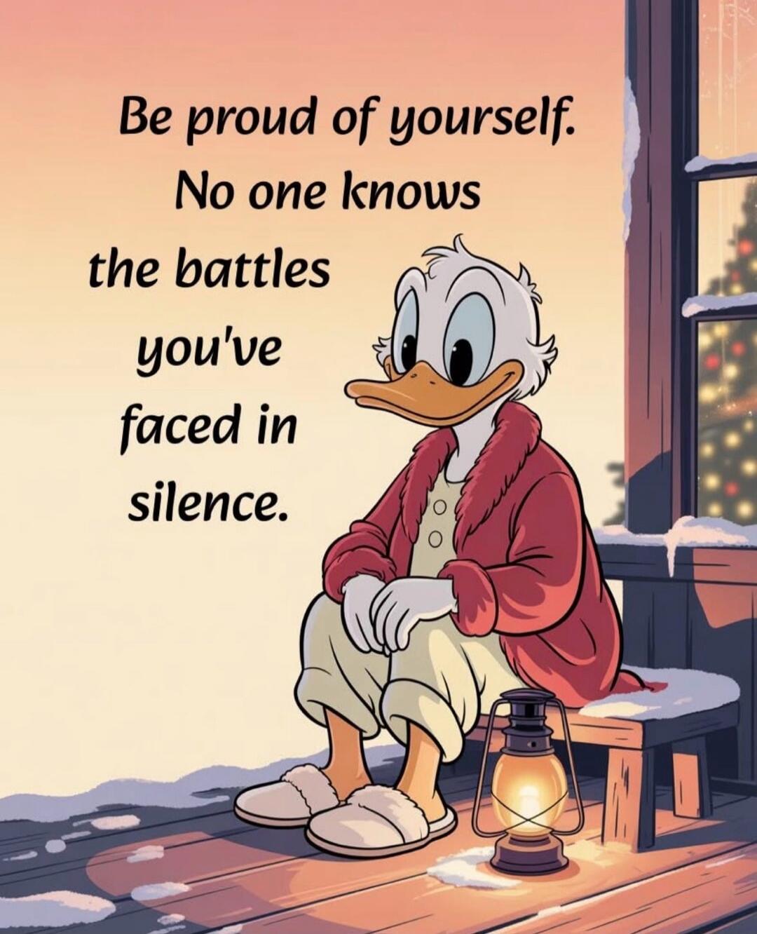 Be proud of yourself. No one knows the battles you've faced in silence.