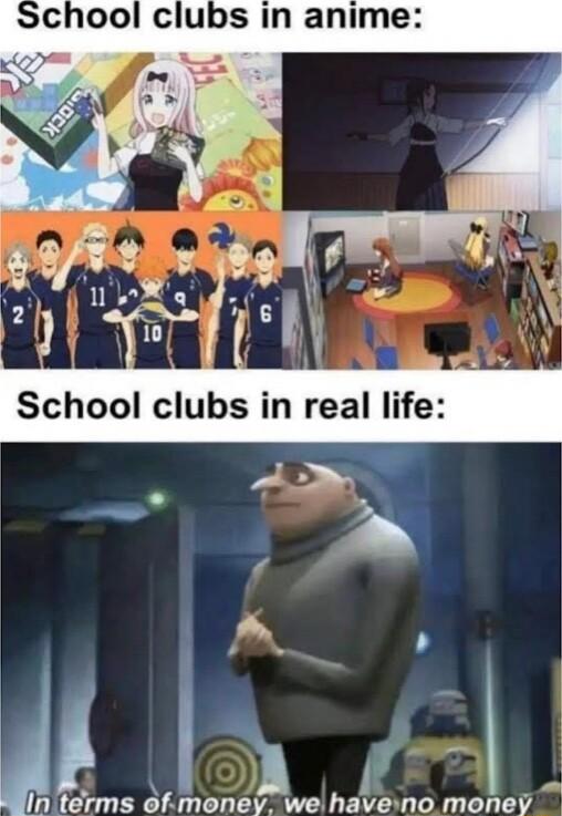 chool clubs in anime Ly In terms of maney we haveno money