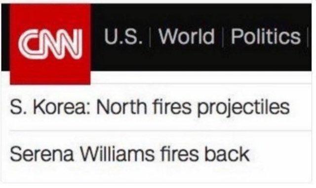 I NI US World Politics S Korea North fires projectiles Serena Williams fires back