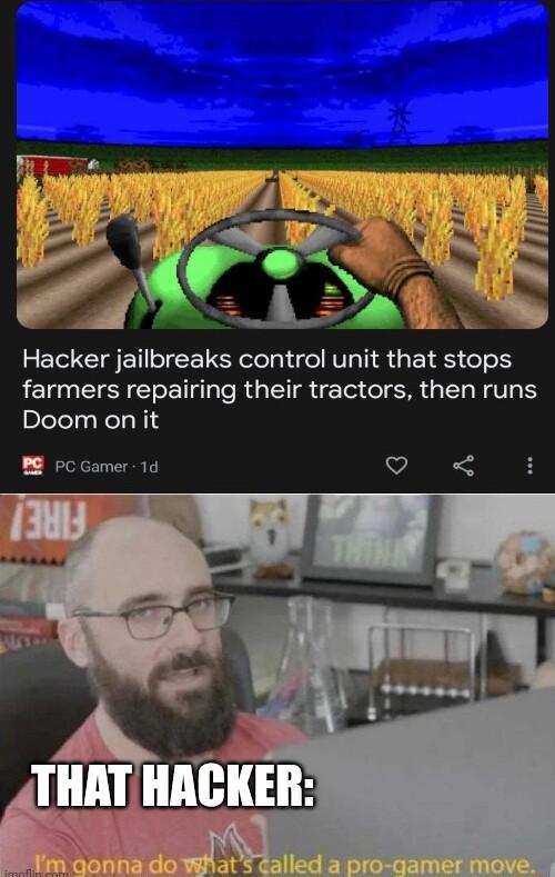 Hacker jailbreaks control unit that stops farmers repairing their tractors then runs Doom on it B8 FC Gamer 1d VAR 4