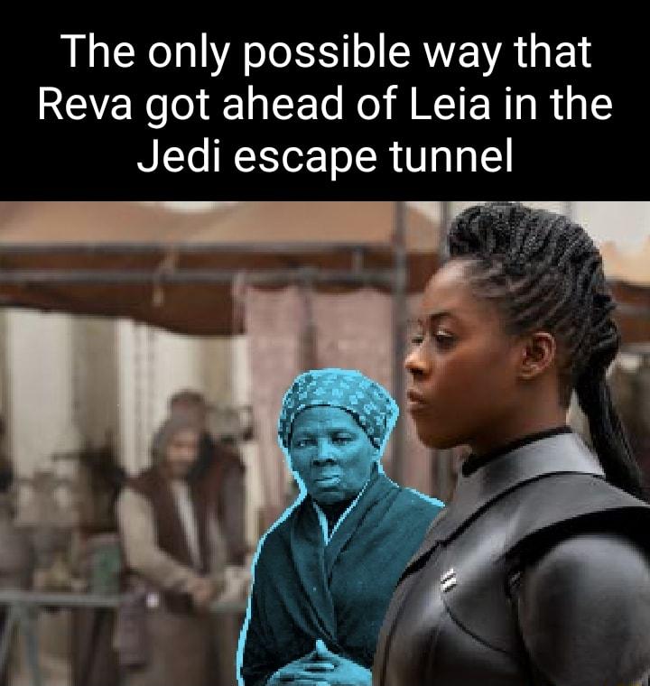 The only possible way that Reva got ahead of Leia in the Jedi escape tunnel