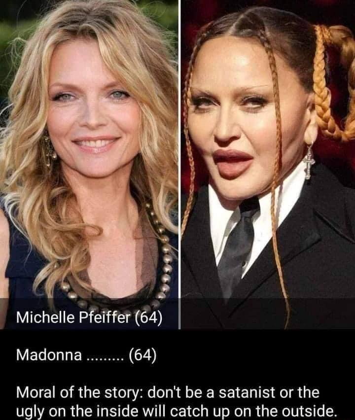 Moral of the story dont be a satanist or the ugly on the inside will catch up on the outside