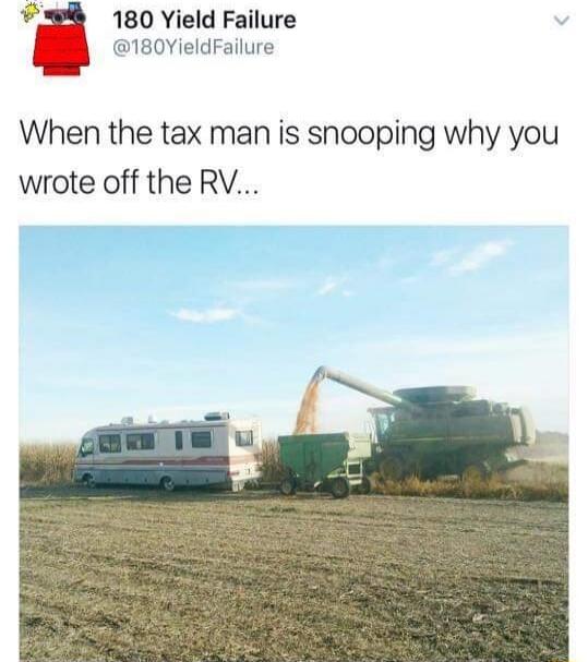 180 Yield Failure @180YieldFailure When the tax man is snooping why you wrote off the RV...