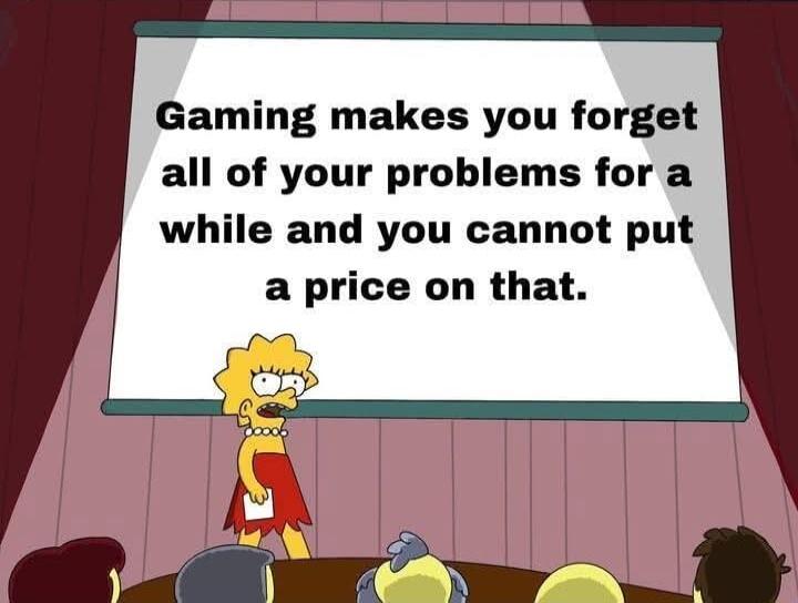 Gaming makes you forget all of your problems for a while and you cannot put a price on that an