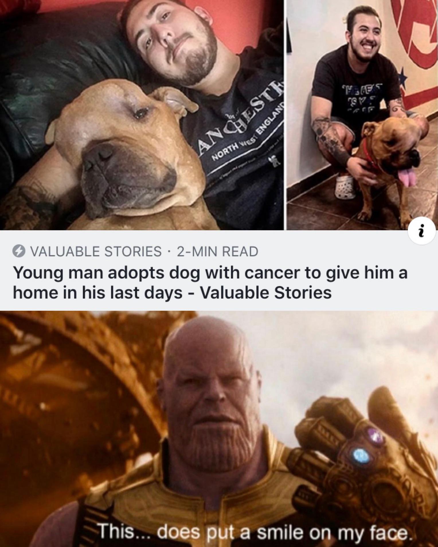 Young man adopts dog with cancer to give him a home in his last days Valuable Stories This does put a smile on my face