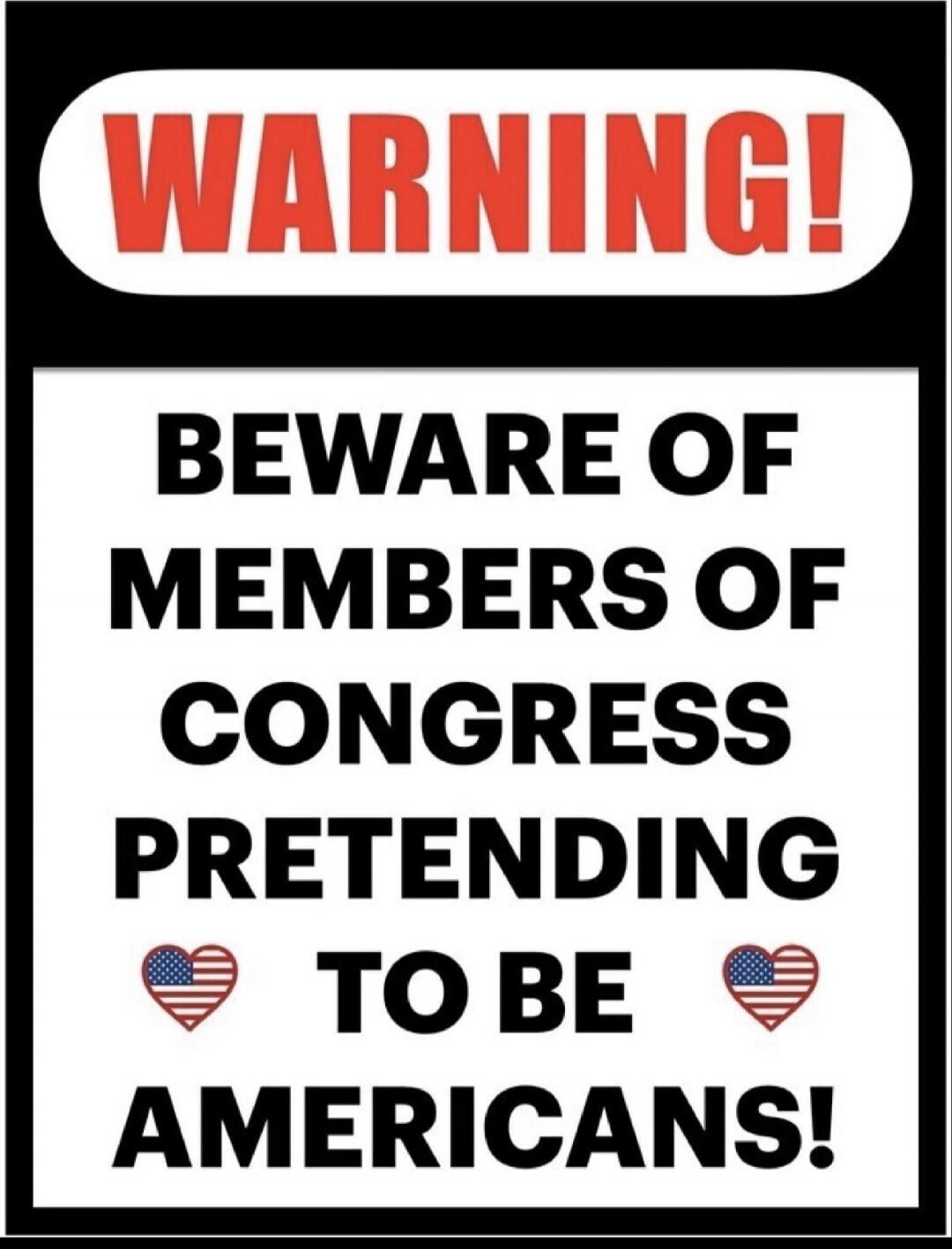 WARNING! BEWARE OF MEMBERS OF CONGRESS PRETENDING TO BE AMERICANS!
