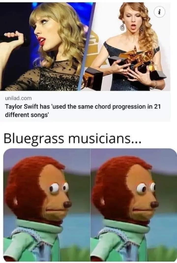 uniladcom Taylor Swift has used the same chord progression in 21 different songs Bluegrass musicians