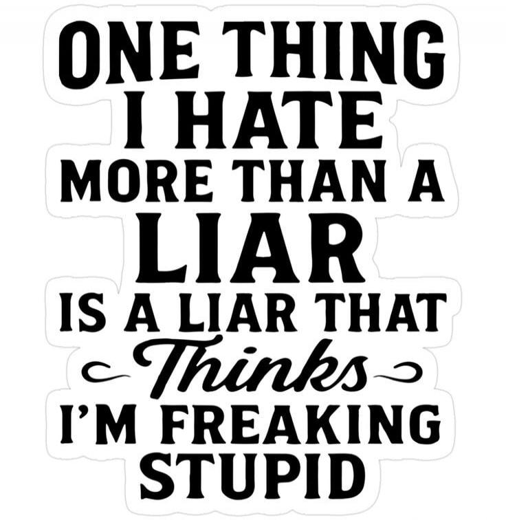 ONE THING I HATE MORE THAN A LIAR IS A LIAR THAT THINKS I'M FREAKING STUPID