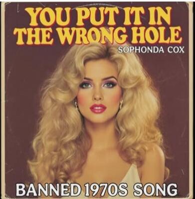 YOU PUT IT IN THE WRONG HOLE
SOPHONDA COX
BANNED 1970S SONG