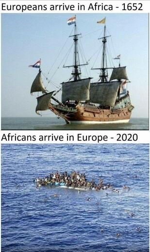 Europeans arrive in Africa 1652 African arrive in Europe 2020