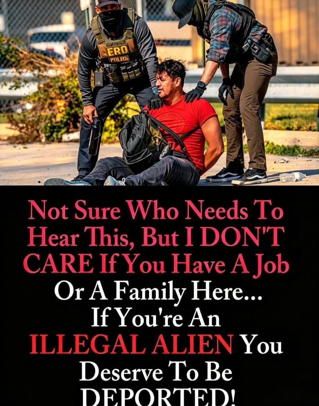 Not Sure Who Needs To Hear This, But I DON'T CARE If You Have A Job Or A Family Here... If You're An ILLEGAL ALIEN You Deserve To Be DEPORTED!
