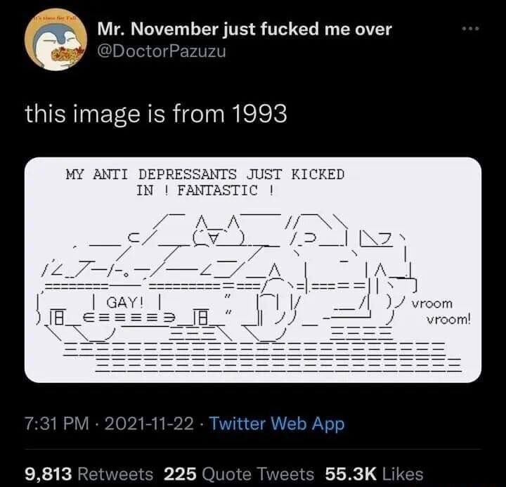 Mr November just fucked me over LIS ETCRER el N SIek 1 Twitter Web App EXIEE ts 225 Qui s 553K Lik