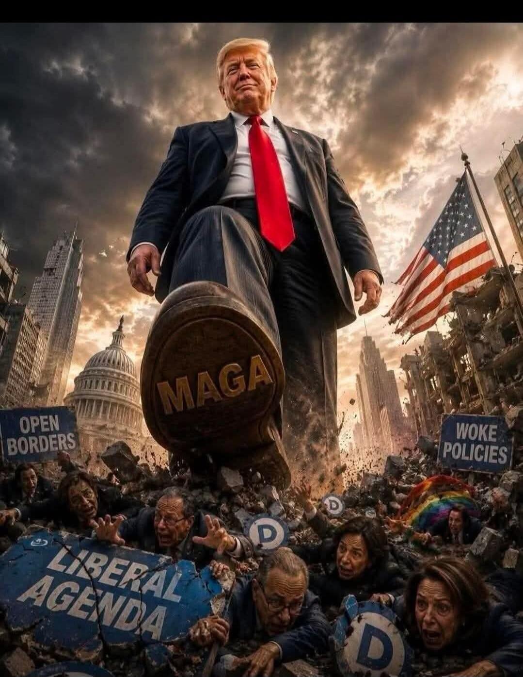 MAGA OPEN BORDERS LIBERAL AGENDA WOKE POLICIES D