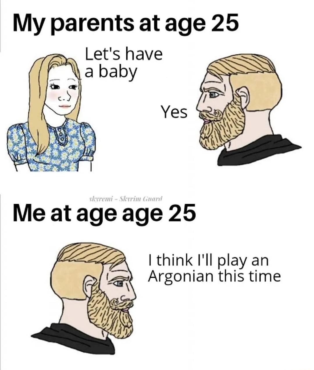 My parents at age 25 Lets have Yes I think Ill play an Argonian this time