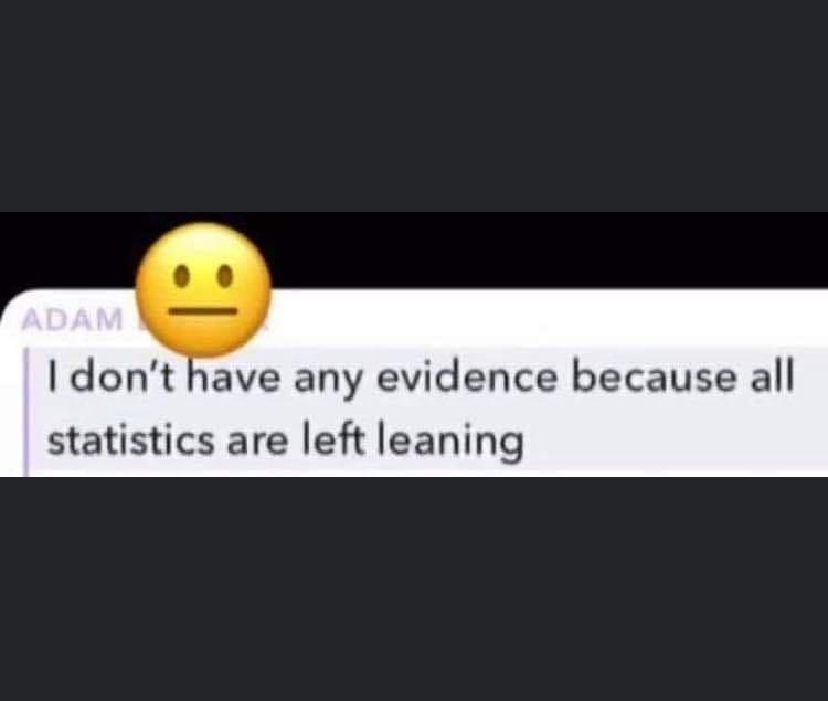 dont have any evidence because all statistics are left leaning