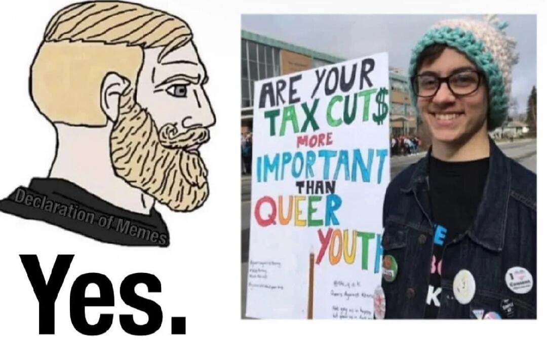 Yes. Declaration of Memes
ARE YOUR TAX CUTS MORE IMPORTANT THAN QUEER YOUTH