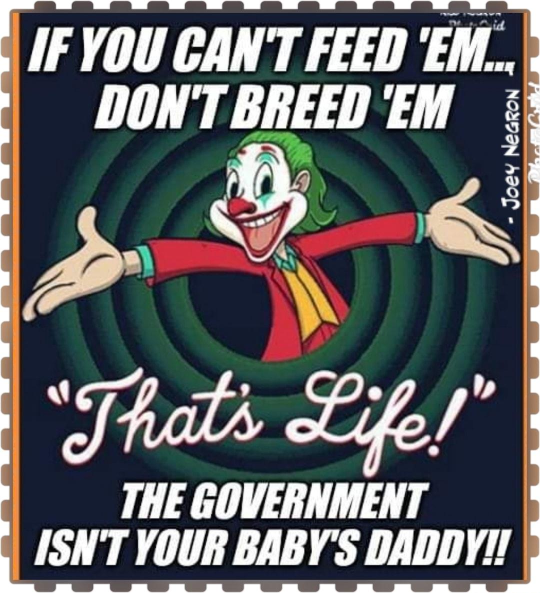 IF YOU CANT FEED EM DONT BREEDEM LA A _ 8 8 _ 5 at Life THE GOVERNMENT m ISNT YOUR BABYS DADDY