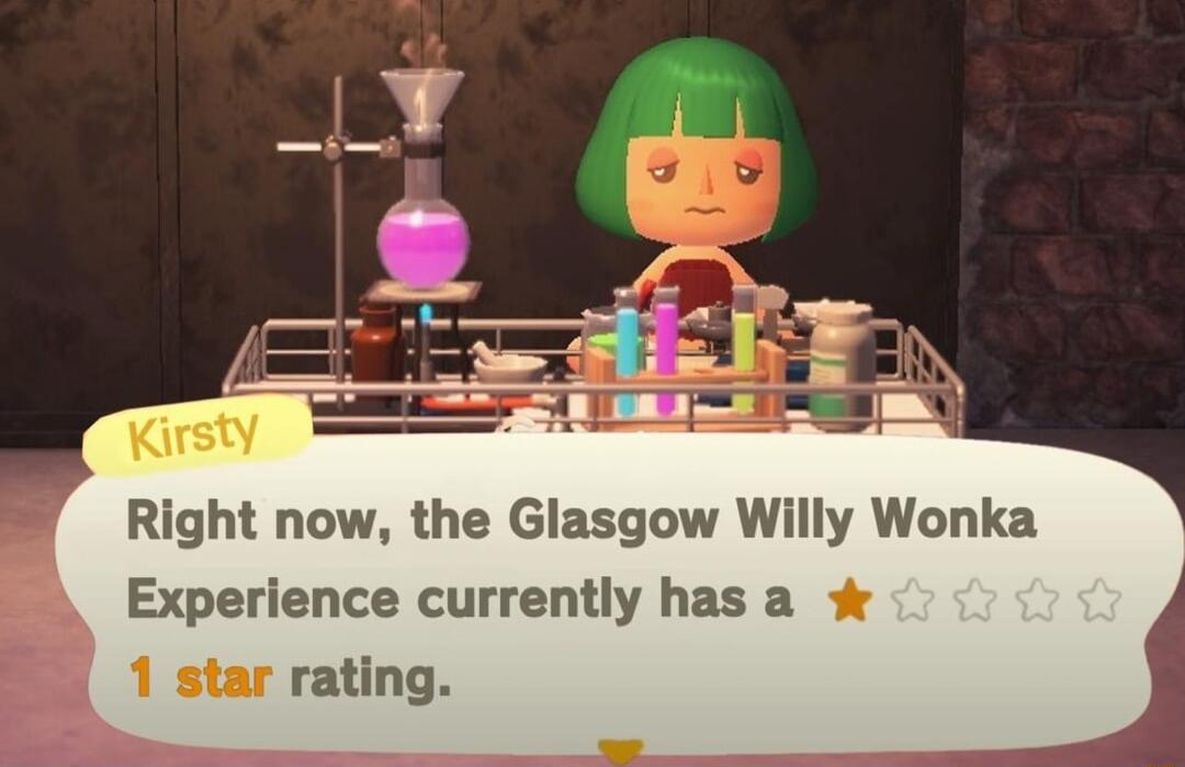 Right now the Glasgow Willy Wonka Experience currently has a 1 star rating