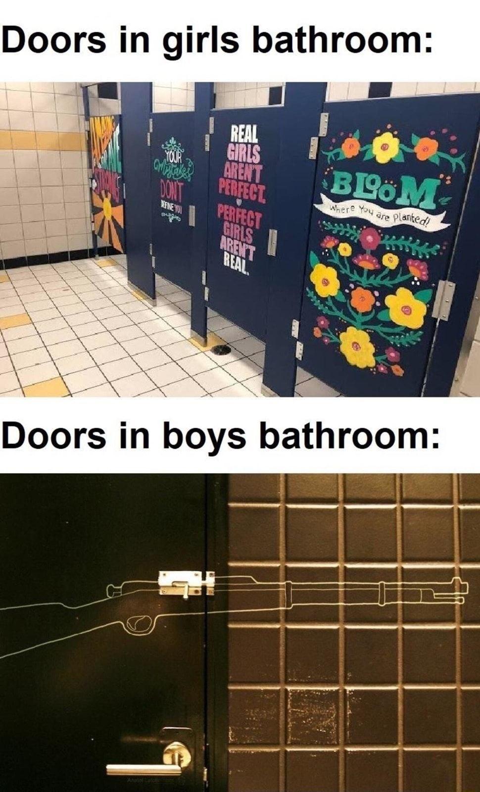 Doors in girls bathroom