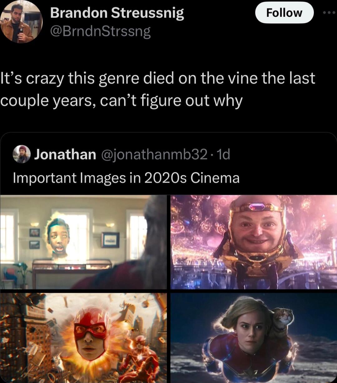 Brandon Streussnig 2BrndnStrssng Its crazy this genre died on the vine the last couple years cant figure out why Jonathan jonathanmb32 1d Important Images in 2020s Cinema