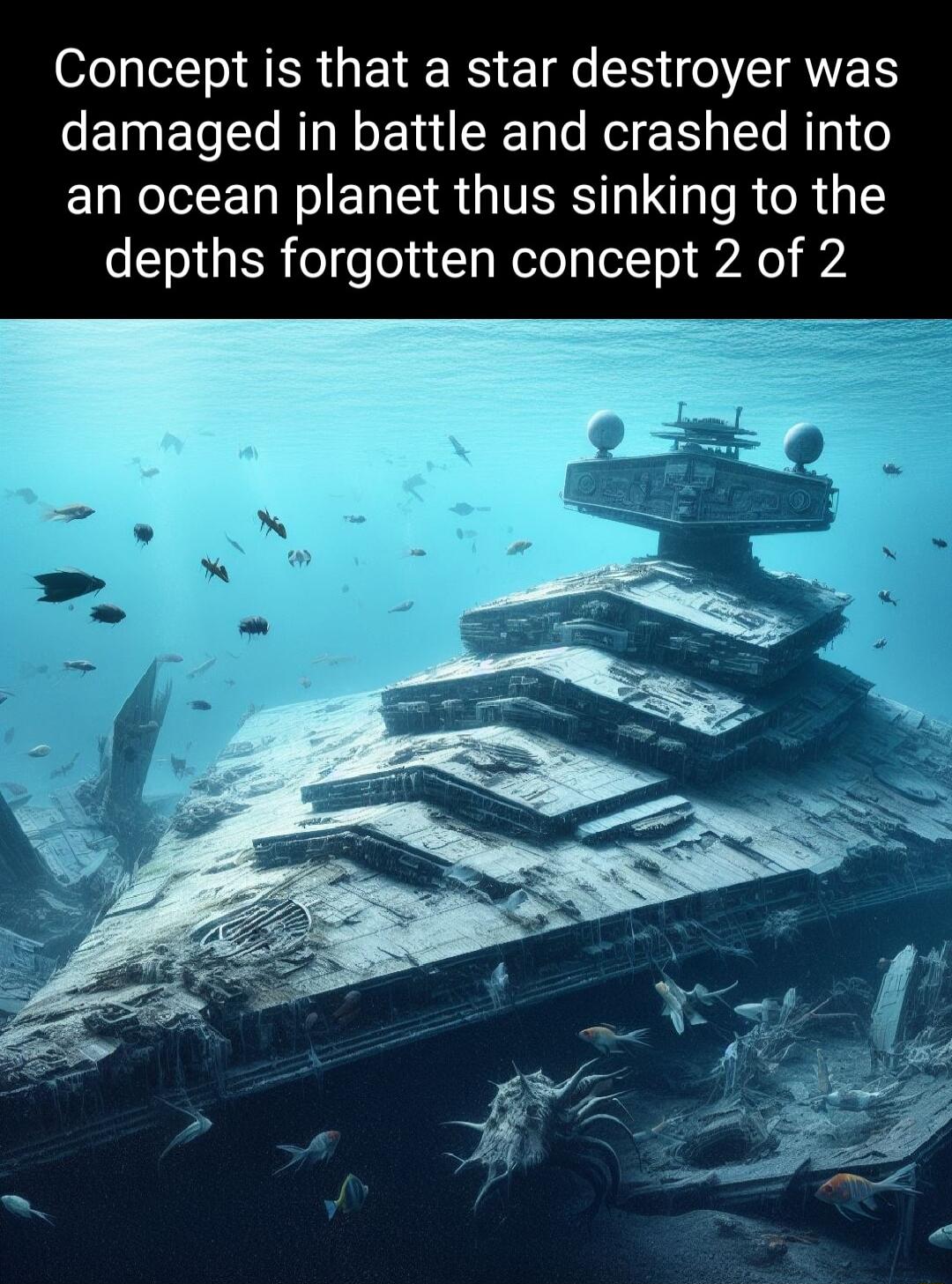 Concept is that a star destroyer was damaged in battle and crashed into EURICEL NI EL IR GRS R R G TE depths forgotten concept 2 of 2