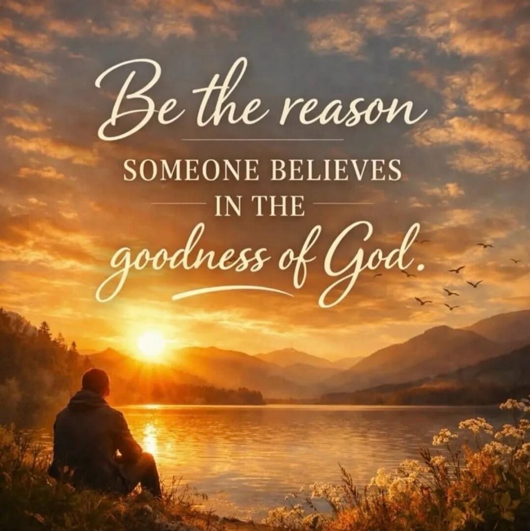 Be the reason someone believes in the goodness of God.