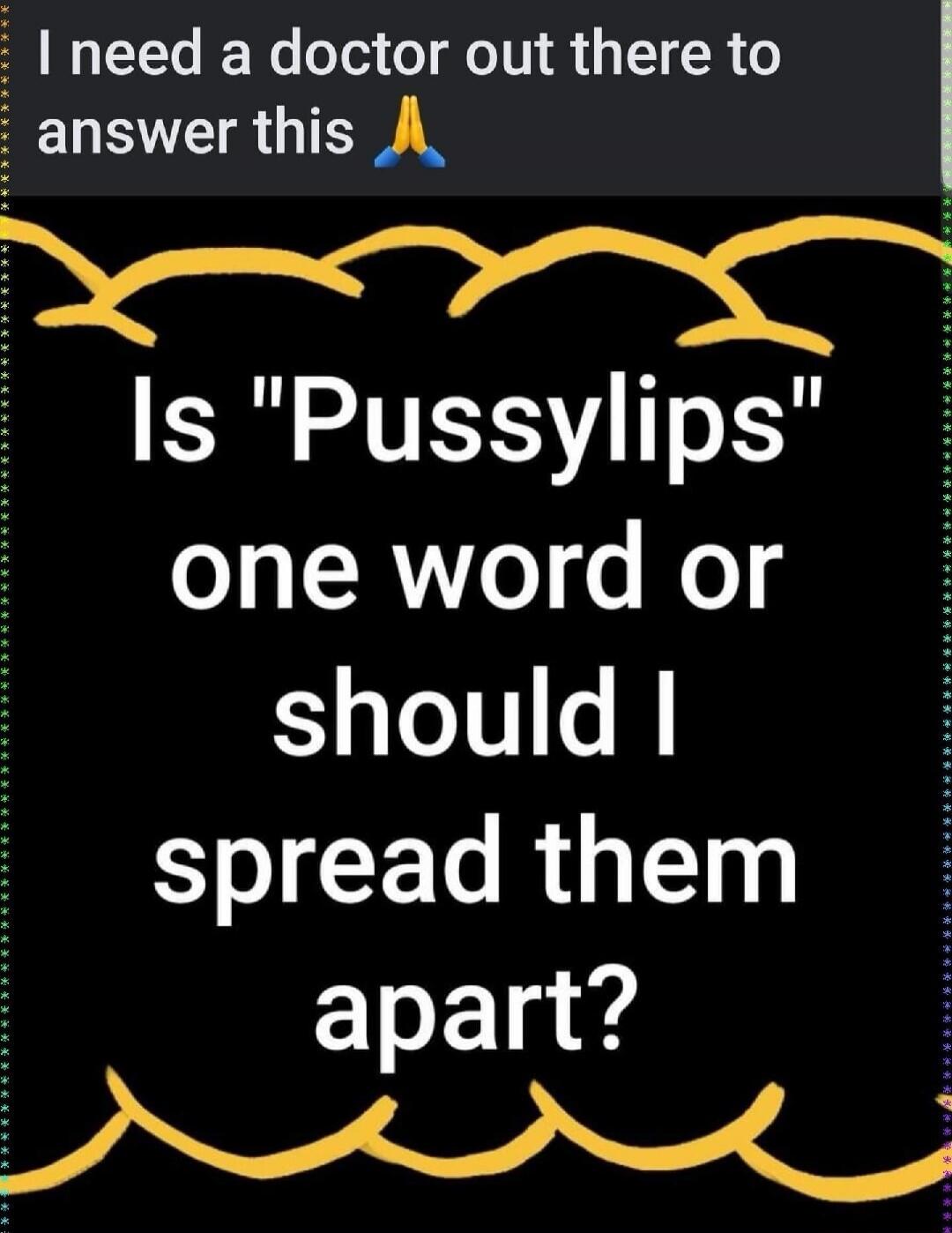 I need a doctor out there to answer this. Is 'Pussylips' one word or should I spread them apart?