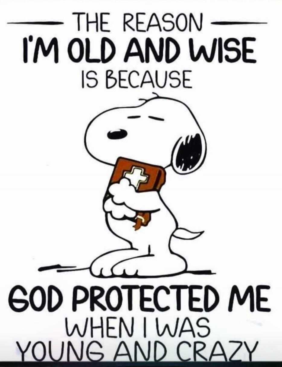 THE REASON I'M OLD AND WISE IS BECAUSE GOD PROTECTED ME WHEN I WAS YOUNG AND CRAZY