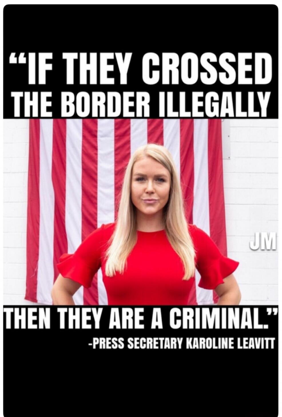 IF THEY CROSSED THE BORDER ILLEGALLY THEN THEY ARE A CRIMINAL. -PRESS SECRETARY KAROLINE LEAVITT