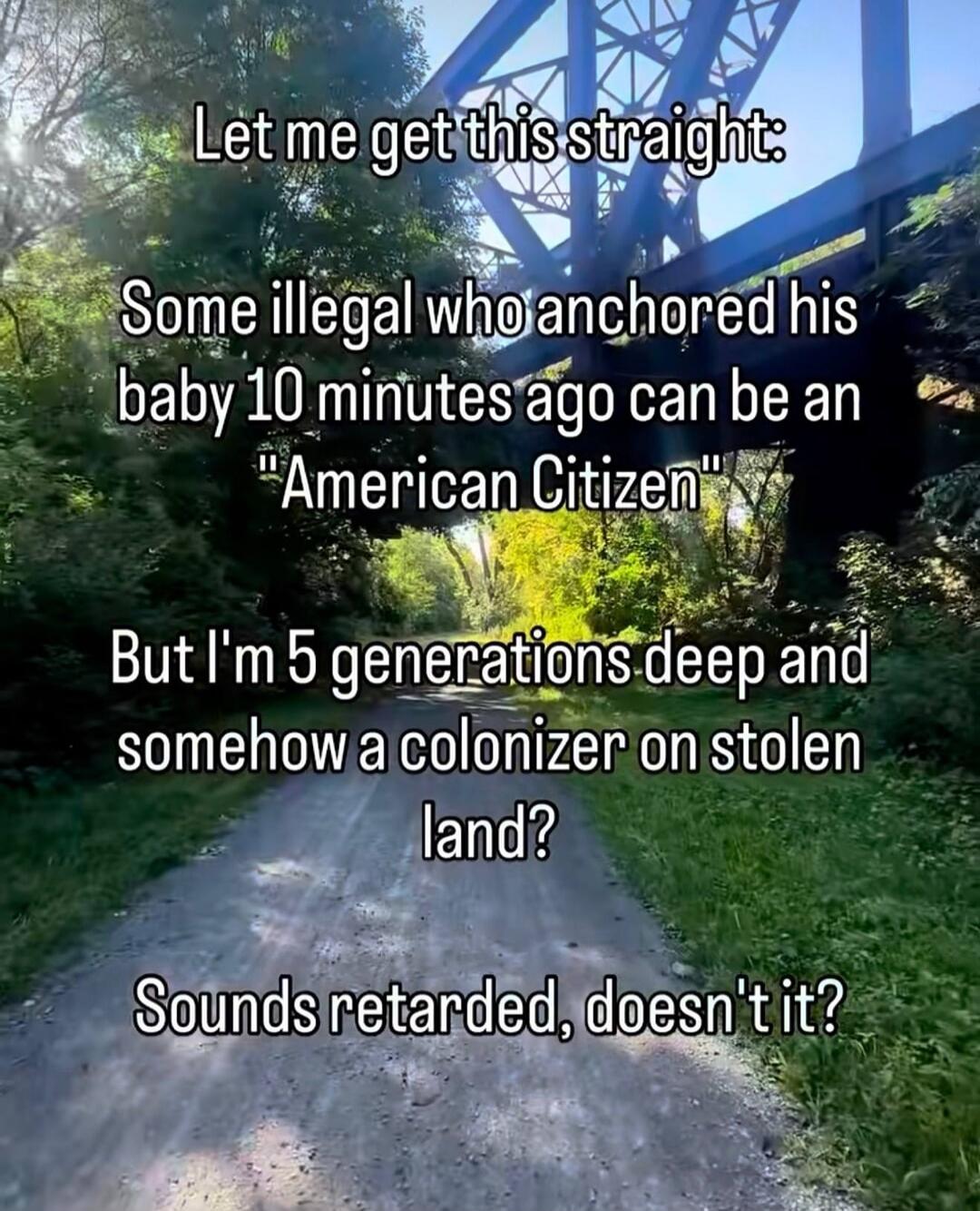 Let me get this straight: Some illegal who anchored his baby 10 minutes ago can be an 