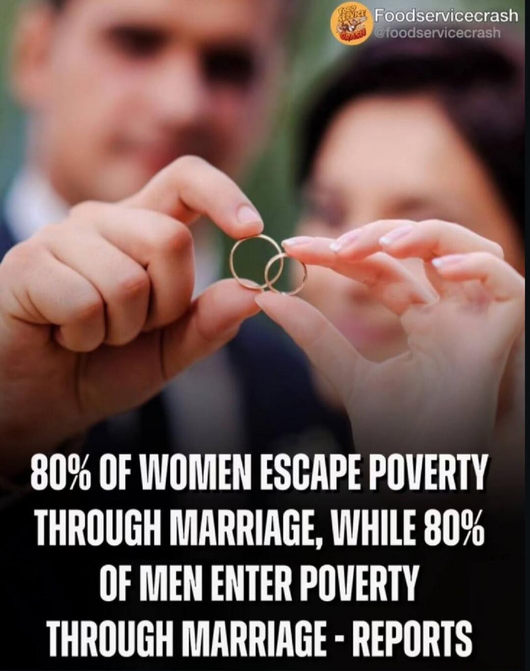 80% of women escape poverty through marriage, while 80% of men enter poverty through marriage - reports.